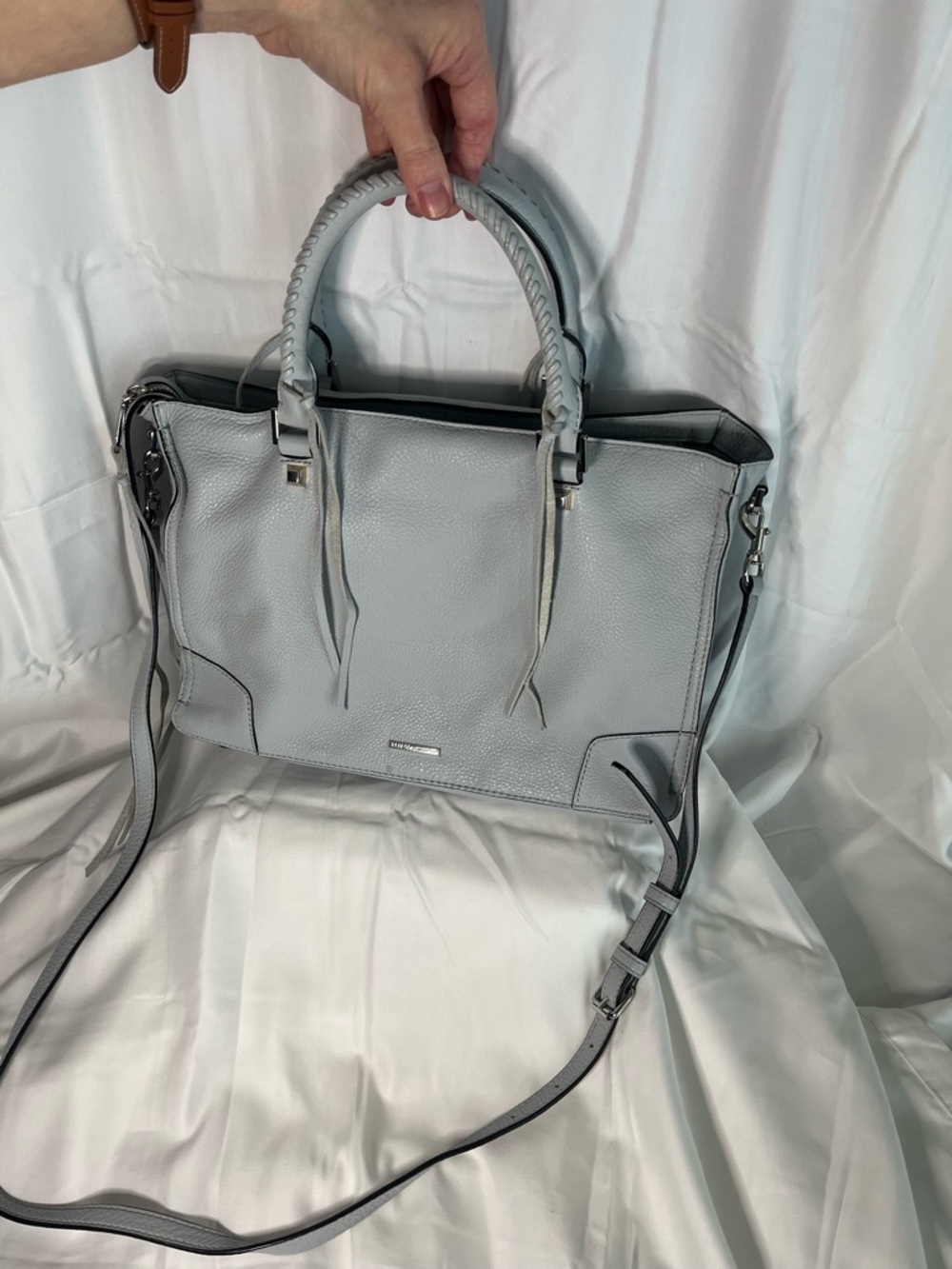 Rebecca Minkoff fringe Light Gray Leather Satchel